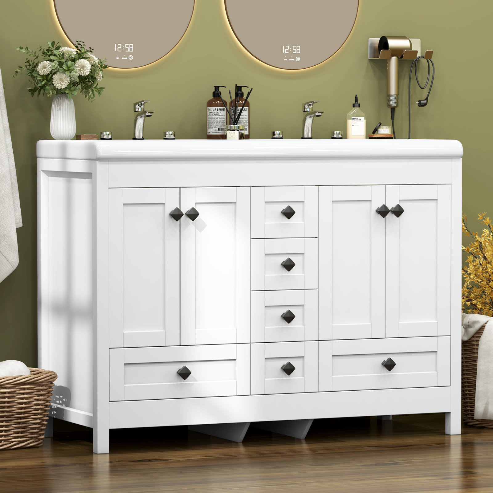 Home Bathroom Vanity Combo - Mobile da bagno bianco da 47,3