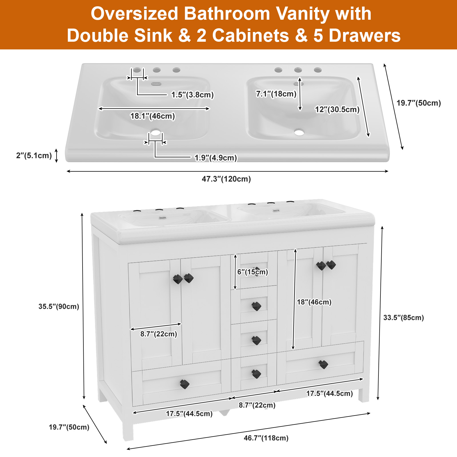 Mobile da bagno bianco da 47,3 - Home Bathroom Vanity Combo recensione e prezzo